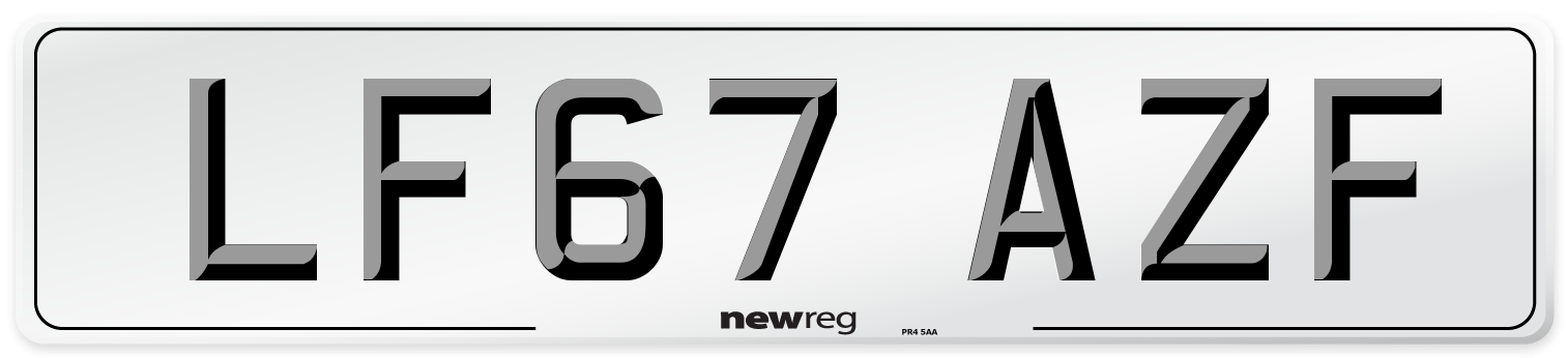 LF67 AZF Number Plate from New Reg